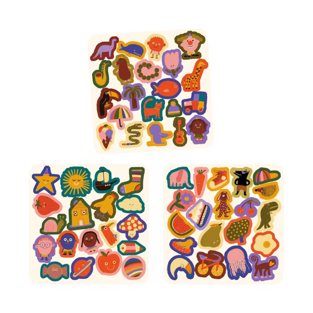 60 Felt Stickers: Funny Figures, Djeco