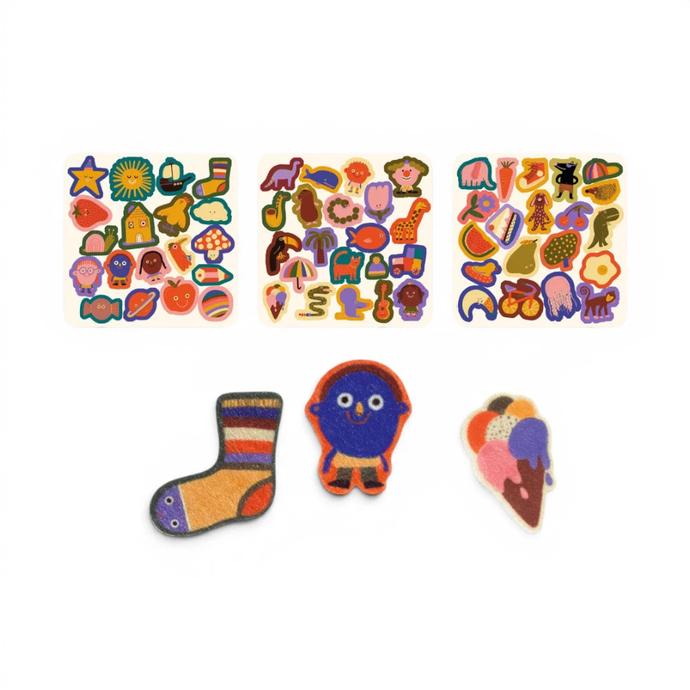 60 Felt Stickers: Funny Figures, Djeco