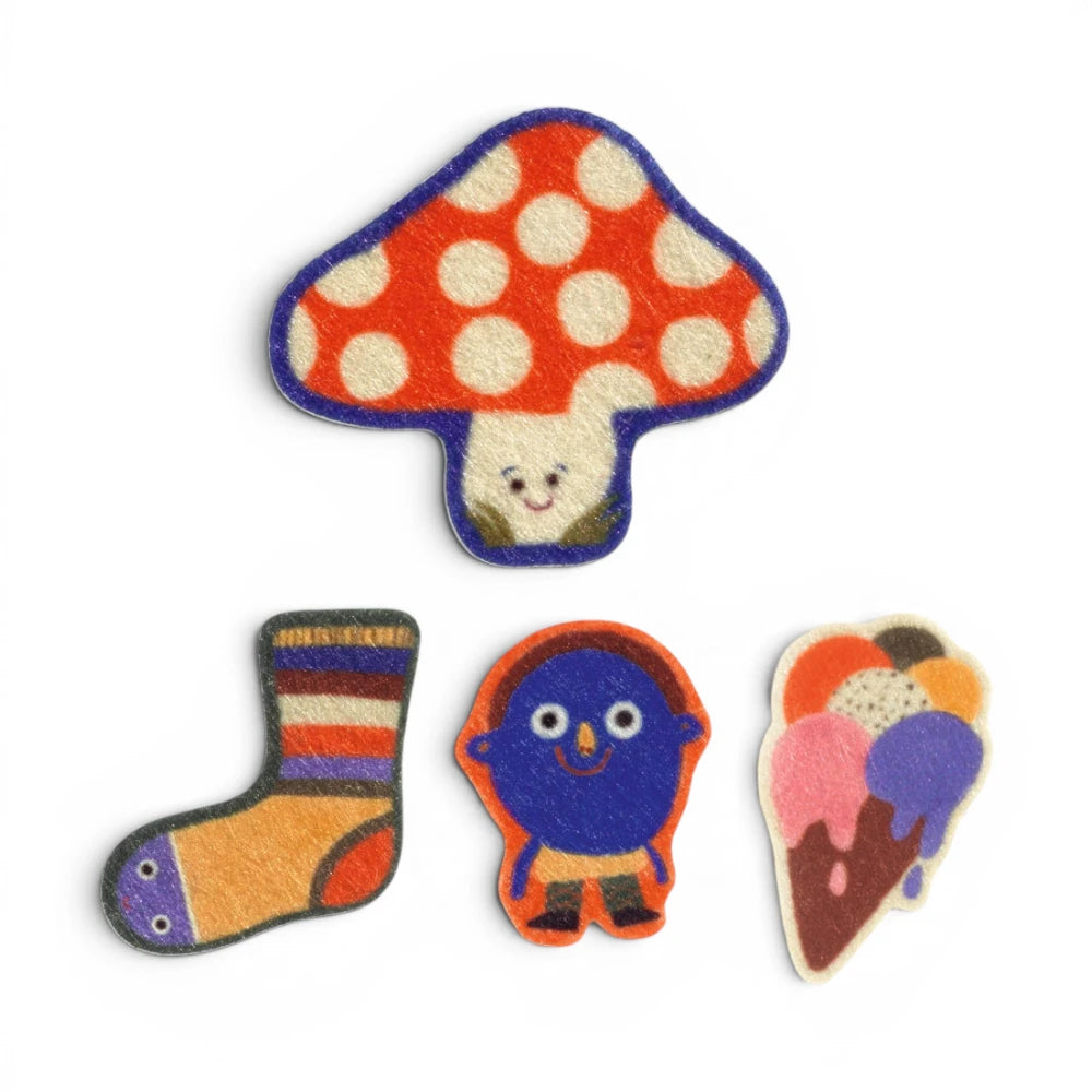 60 Felt Stickers: Funny Figures, Djeco