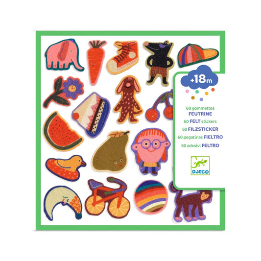 60 Felt Stickers: Funny Figures, Djeco