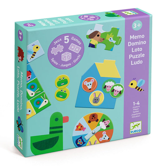 Djeco At the farm - 5 GAMES Memo-Domino-Loto-Puzzle-Ludo