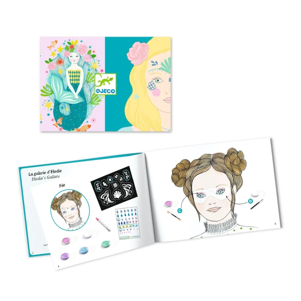 Makeup set with stencils and stickers: Mermaid, Djeco