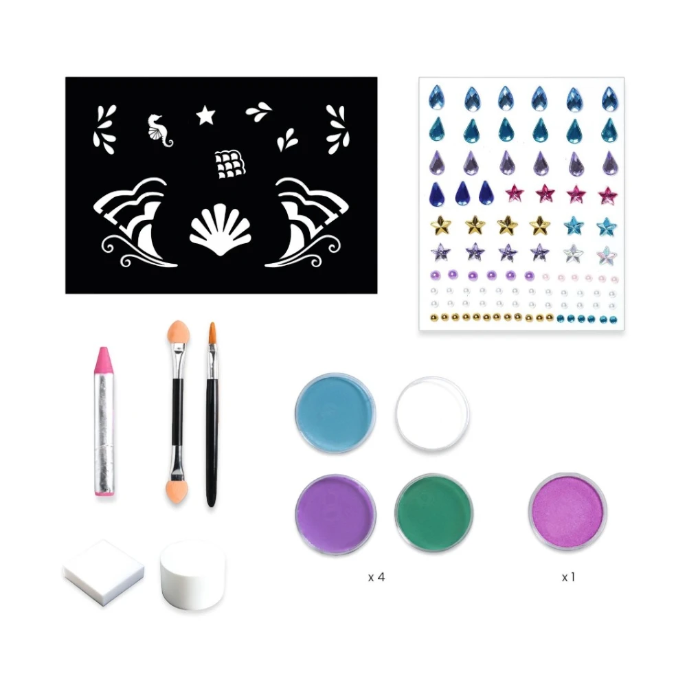 Makeup set with stencils and stickers: Mermaid, Djeco