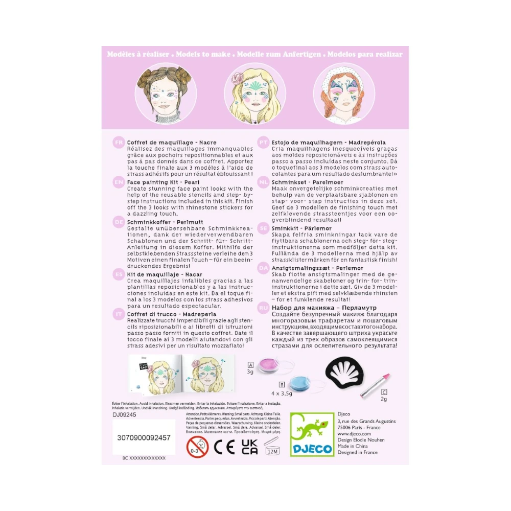 Makeup set with stencils and stickers: Mermaid, Djeco
