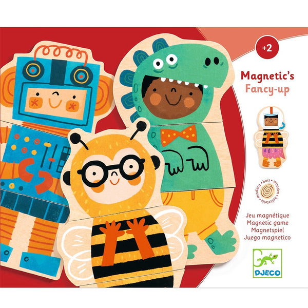 Fancy-Up, Magnetic Wooden Figures, For Kids 2+, 24 Pieces Build 8 Characters