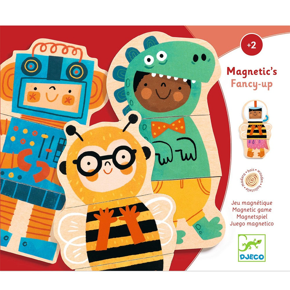 Fancy-Up, Magnetic Wooden Figures, For Kids 2+, 24 Pieces Build 8 Characters