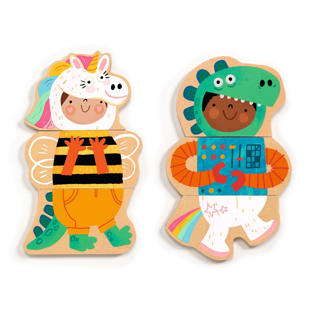 Fancy-Up, Magnetic Wooden Figures, For Kids 2+, 24 Pieces Build 8 Characters