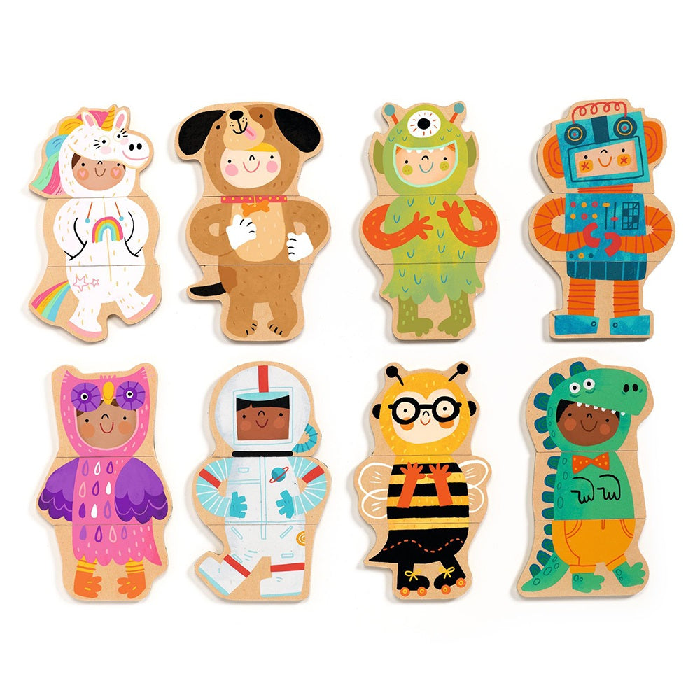 Fancy-Up, Magnetic Wooden Figures, For Kids 2+, 24 Pieces Build 8 Characters