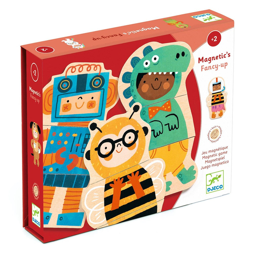 Fancy-Up, Magnetic Wooden Figures, For Kids 2+, 24 Pieces Build 8 Characters