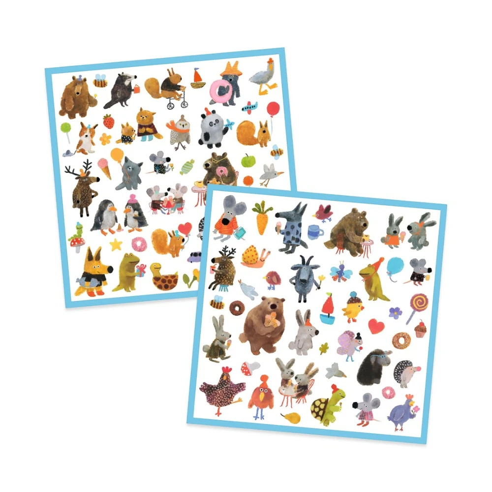 160 stickers in 4 tabs: Fluffy friends, Djeco