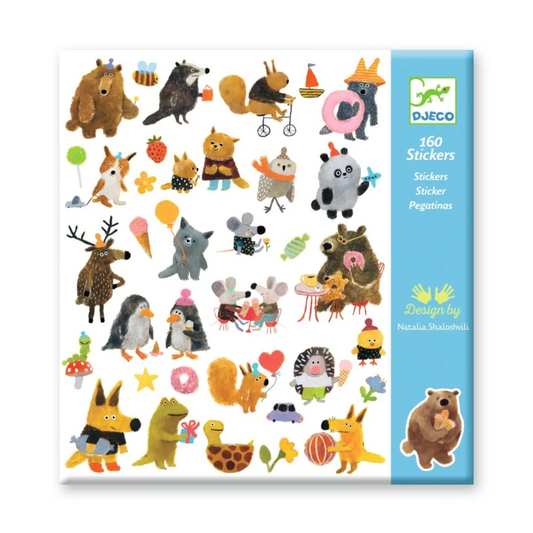 160 stickers in 4 tabs: Fluffy friends, Djeco