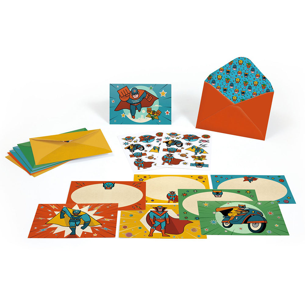Djeco Invitations-Greeting cards Super hero Pow ! Bang !