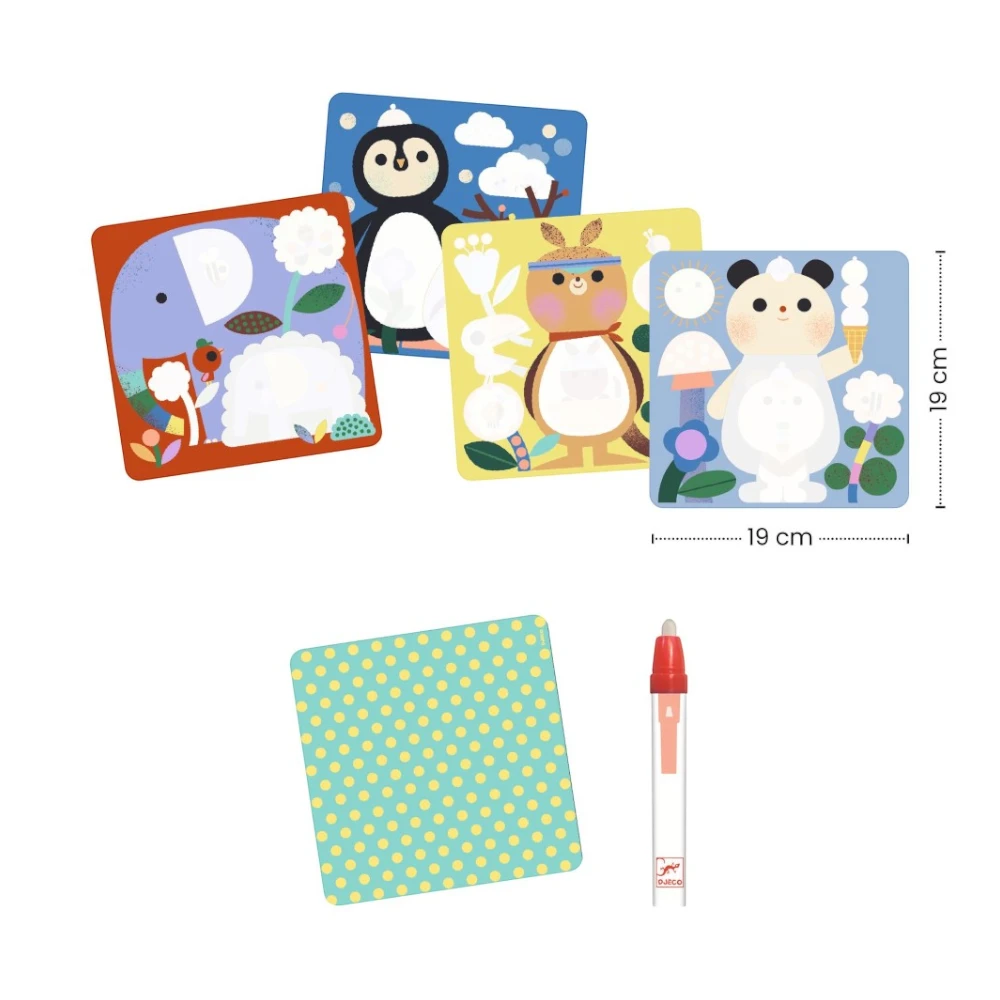 I paint with a water marker: Peekaboo! Baby animals around the world, Djeco