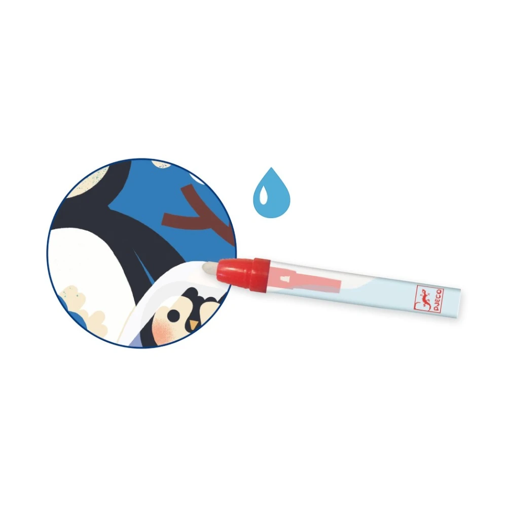 I paint with a water marker: Peekaboo! Baby animals around the world, Djeco