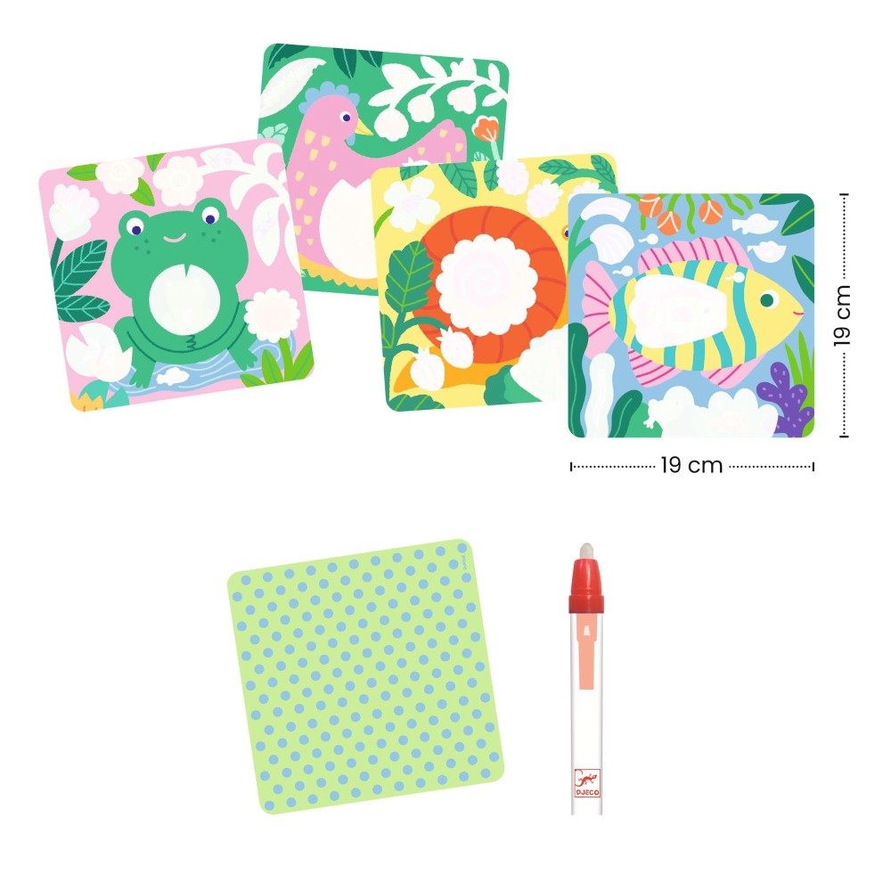 I paint with a water marker: Peekaboo! Garden Baby Animals, Djeco