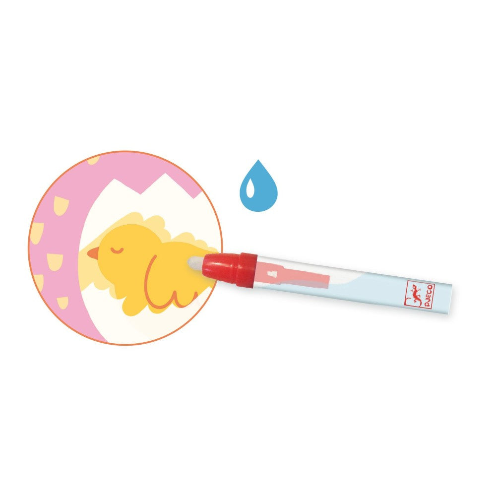 I paint with a water marker: Peekaboo! Garden Baby Animals, Djeco