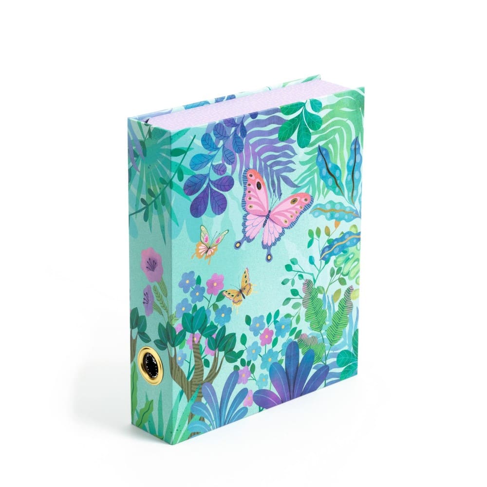 Floral and butterfly design notebook on a white background