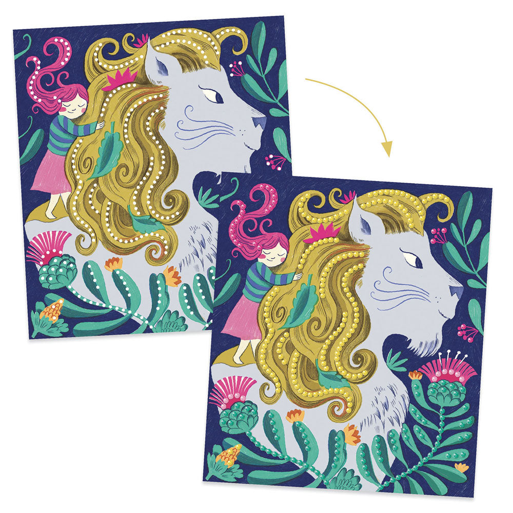 Mythical Creatures, Diamond Mosaic Kit, For Kids 7+, 4 Illustrated Cards