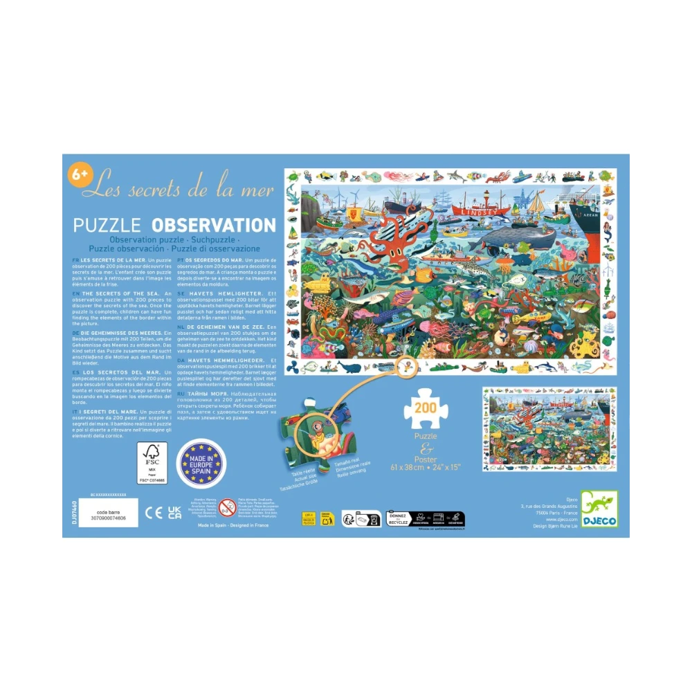 Observation puzzle: Secrets of the Sea 200 pcs, Djeco