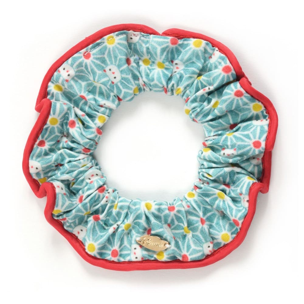 Scrunchie with colorful pattern on a white background
