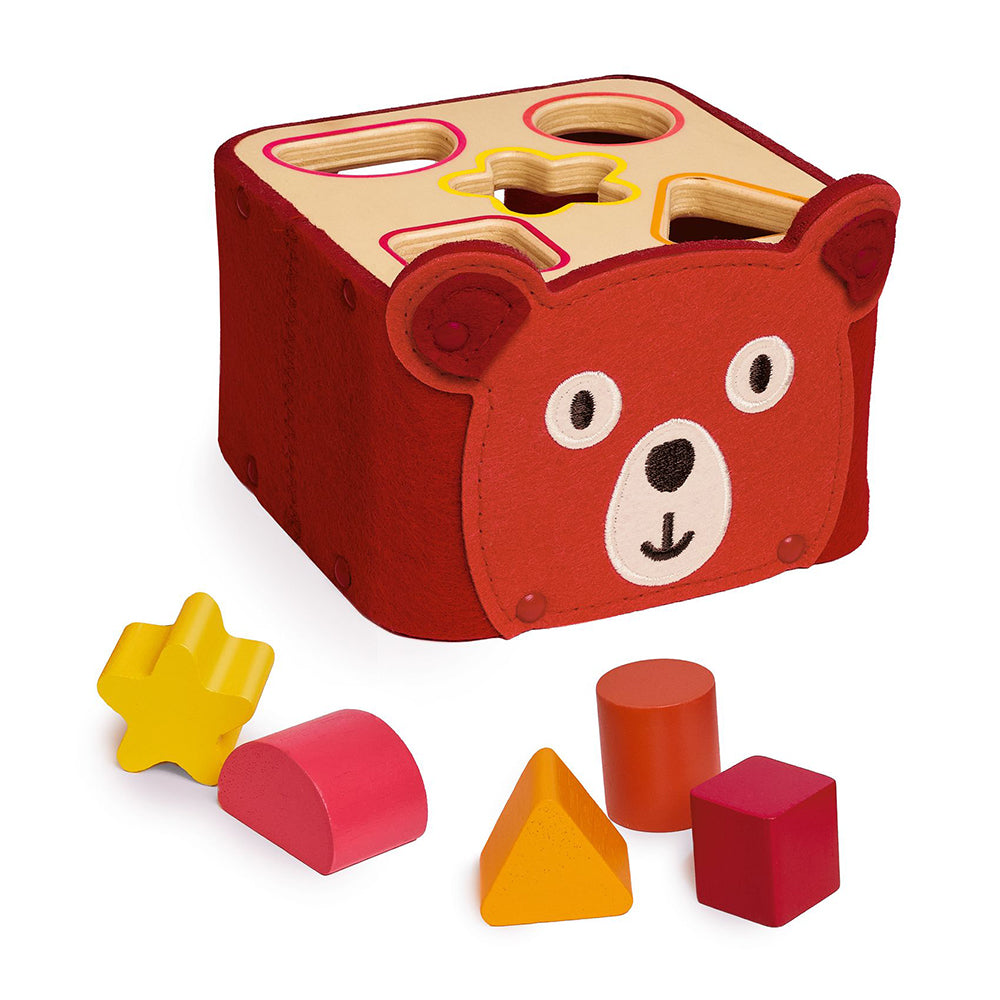 Softishape, Wooden Bear Shape Sorter, For Toddlers 1+, 5 Felt-And-Wood Shapes
