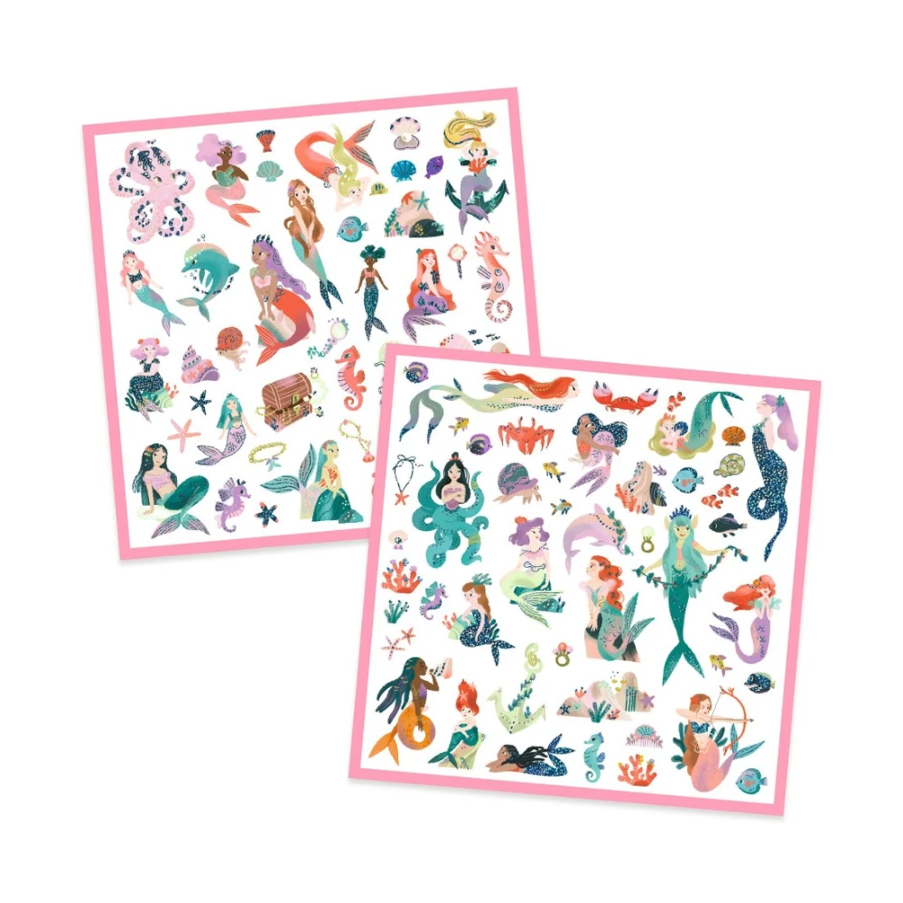 160 stickers with metallic effect in 4 tabs: Mermaids, Djeco