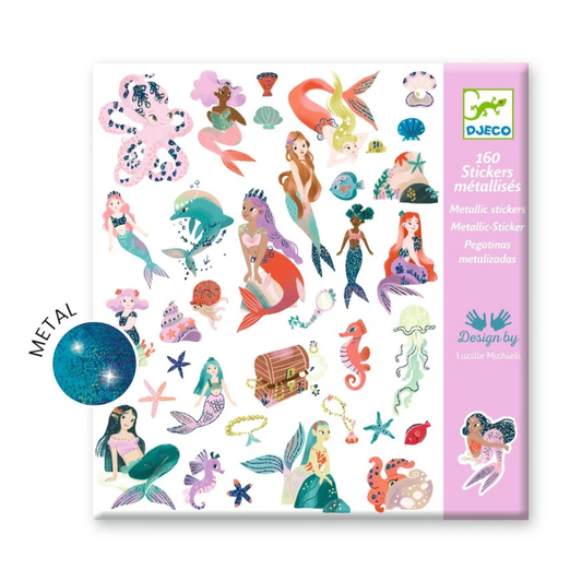 160 stickers with metallic effect in 4 tabs: Mermaids, Djeco