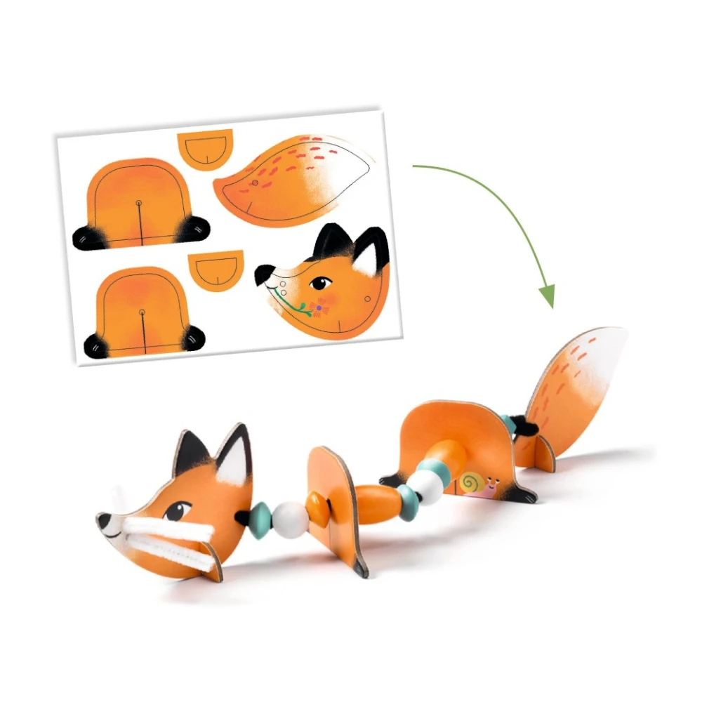 Fine motor construction with thread and beads: Cute animals, Djeco