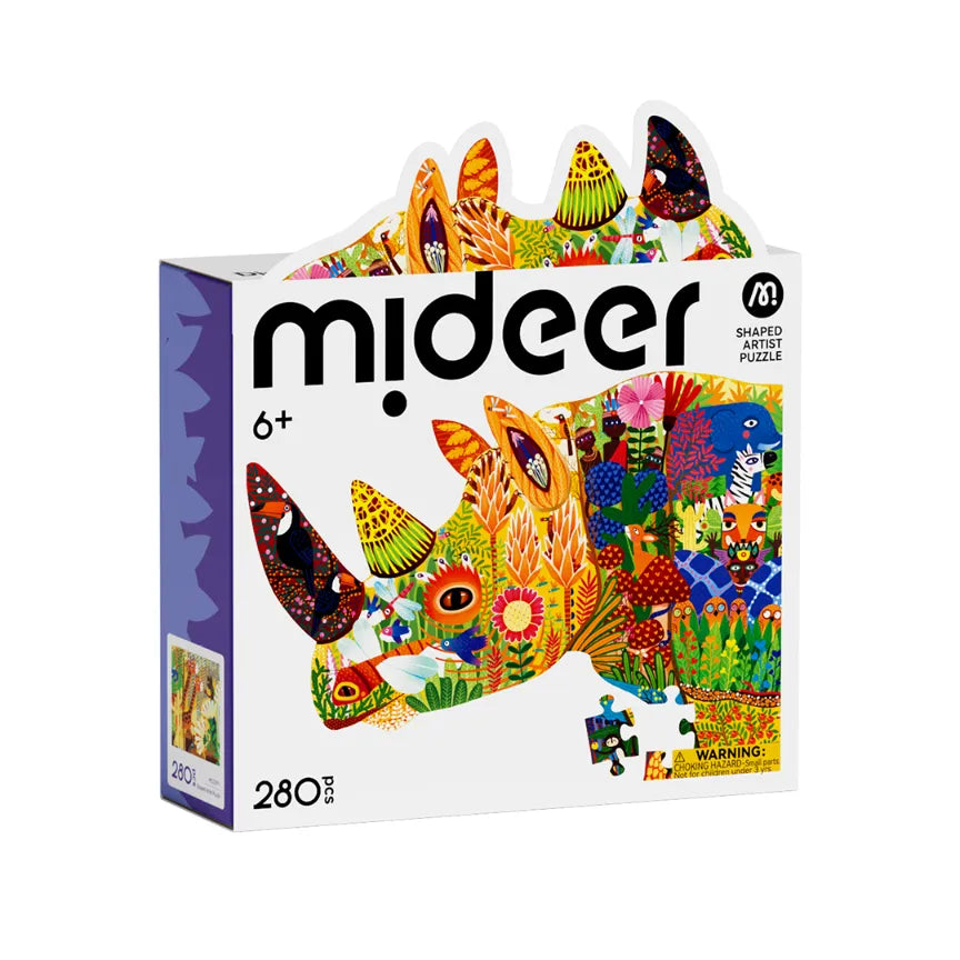 Dreamy Rhino, Shaped Artist Puzzle for Kids, 280 Pieces