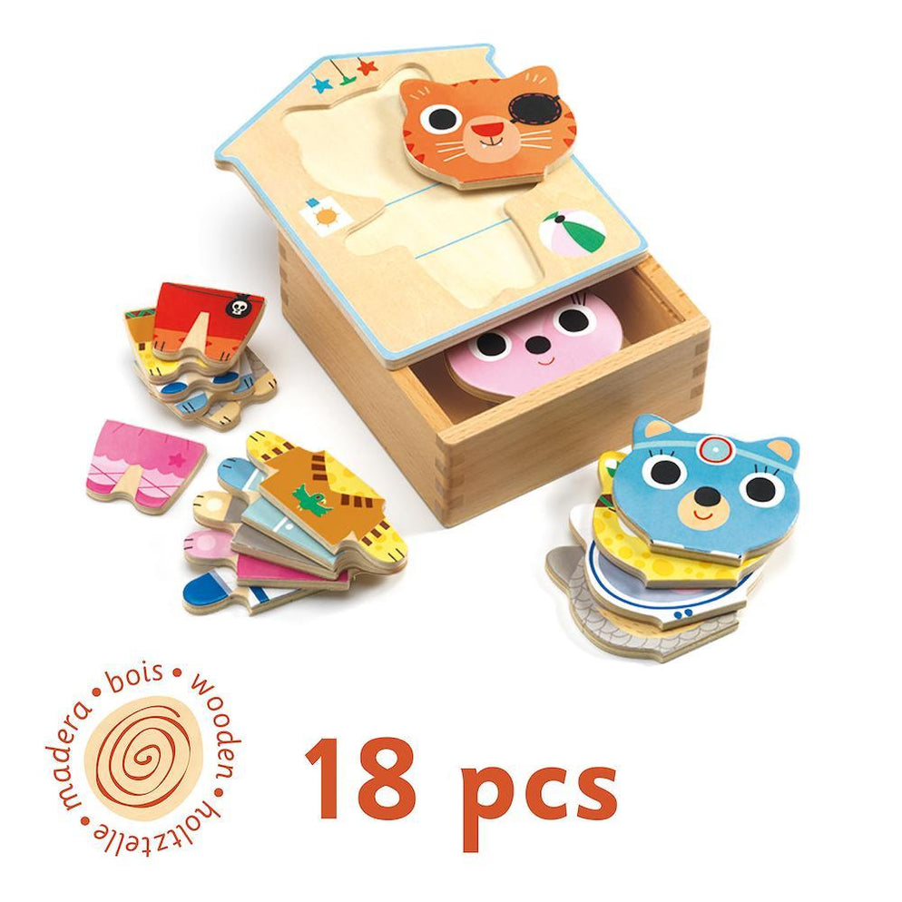 Djeco Wooden Puzzle Dressup - mix