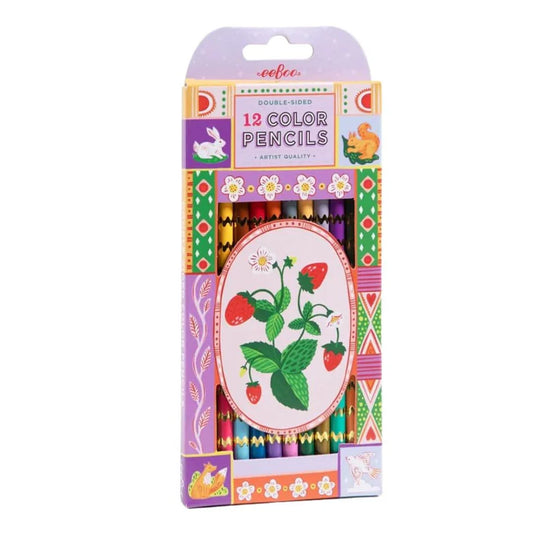 STRAWBERRIES 12 DOUBLE SIDED PENCILS, eeBoo