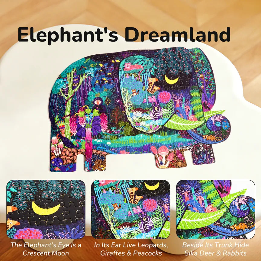 Elephant Dream, Shaped Artist Puzzle for Kids 6+, 280 Pieces