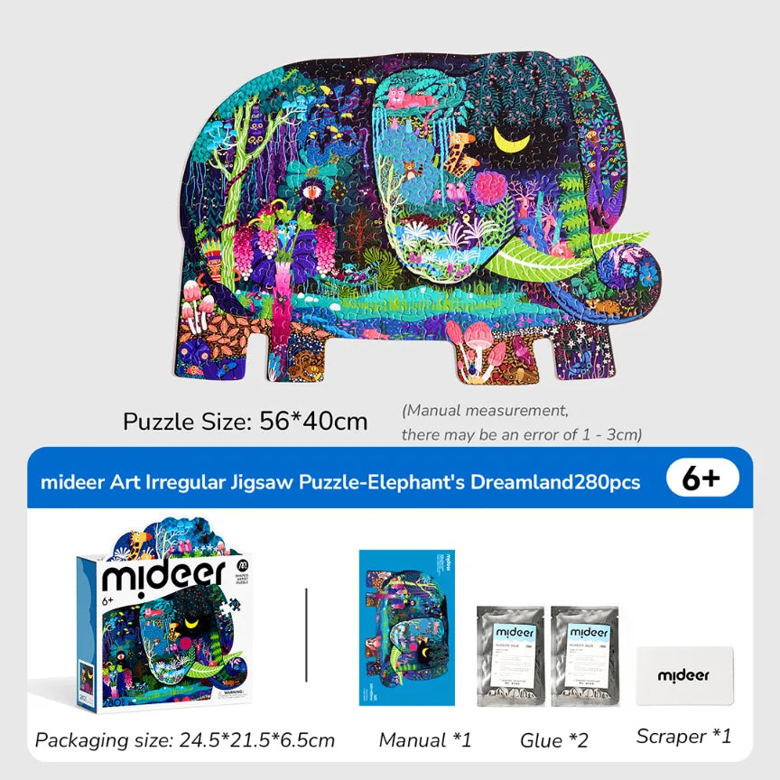 Elephant Dream, Shaped Artist Puzzle for Kids 6+, 280 Pieces