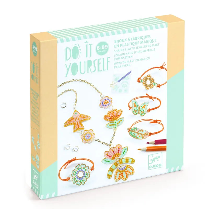 Feather And Lotus, Shrink Plastic Jewellery Kit For Kids 8+