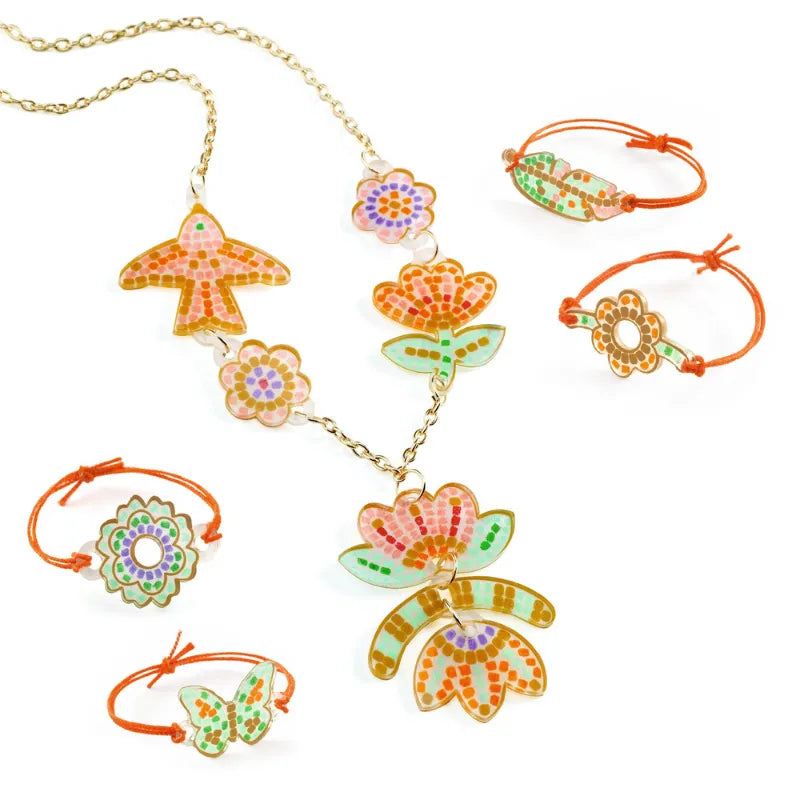 Feather And Lotus, Shrink Plastic Jewellery Kit For Kids 8+