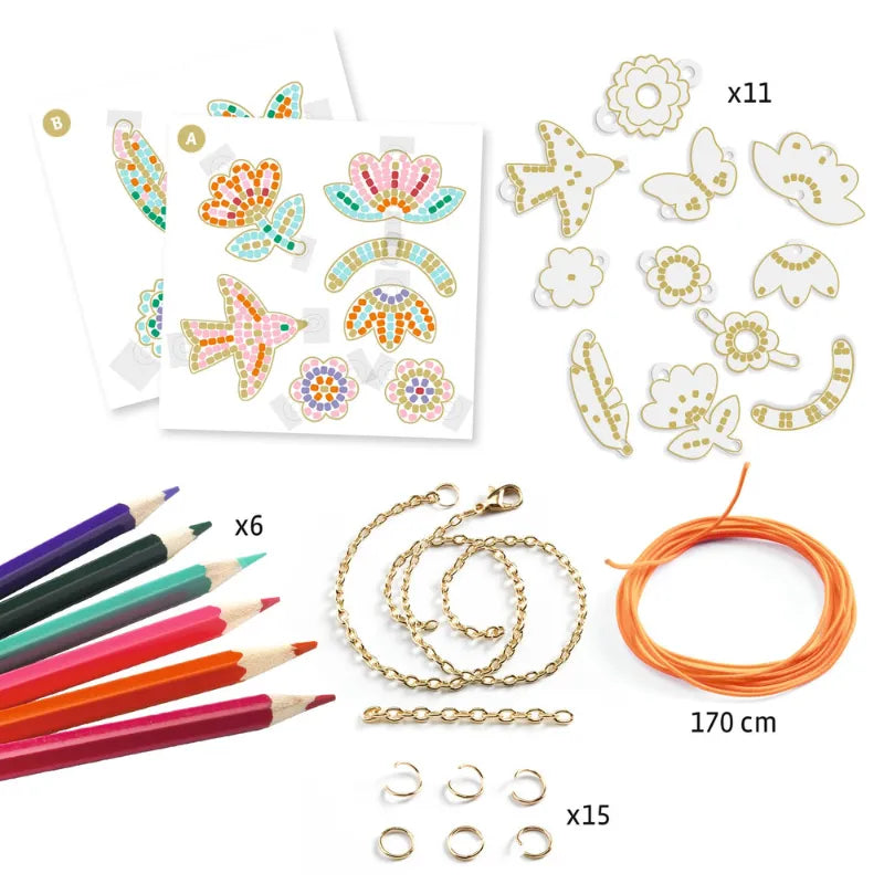 Feather And Lotus, Shrink Plastic Jewellery Kit For Kids 8+