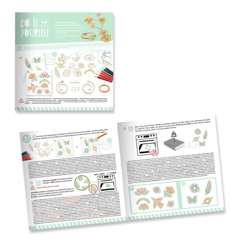 Feather And Lotus, Shrink Plastic Jewellery Kit For Kids 8+