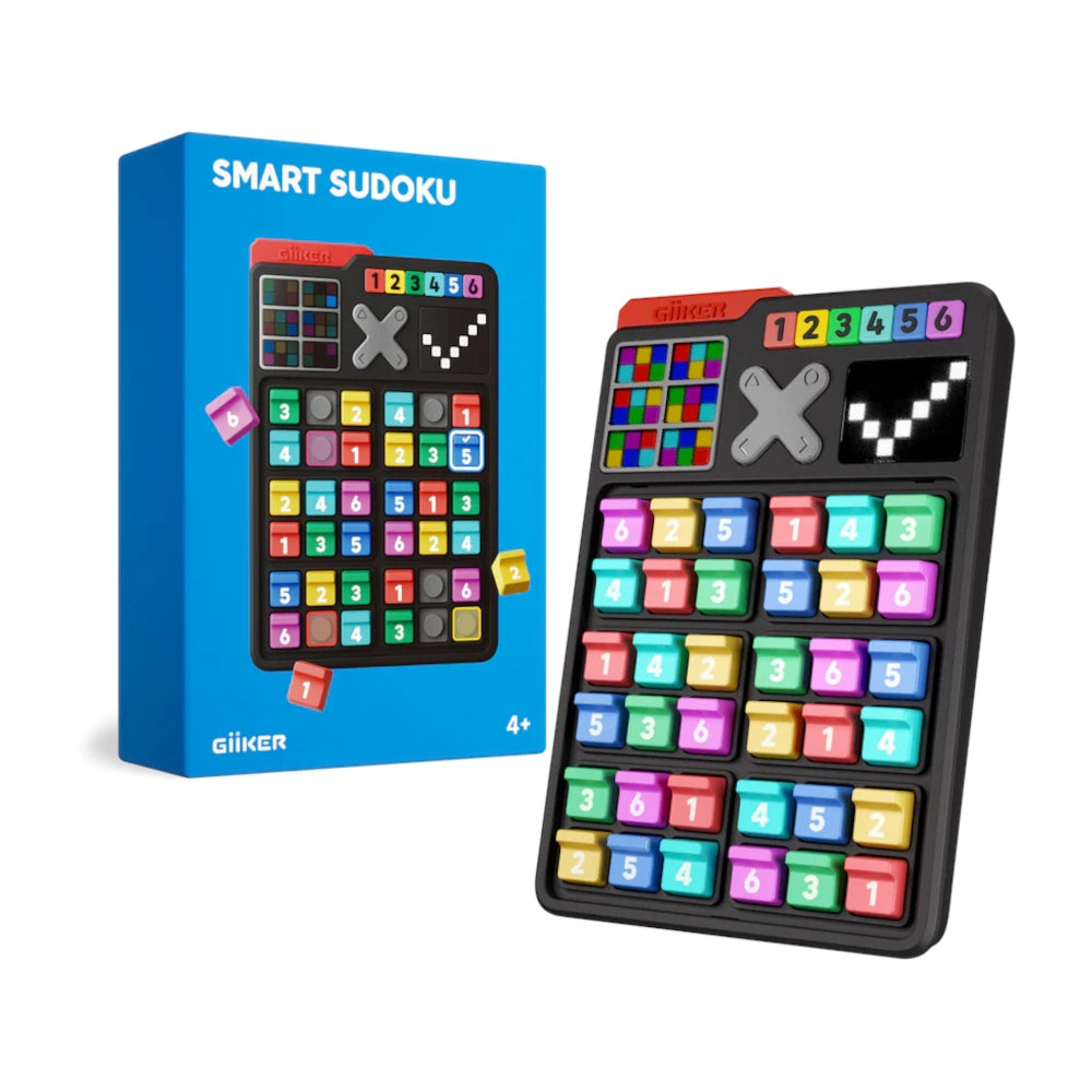 Smart Sudoku game with colorful numbers and symbols on a white background