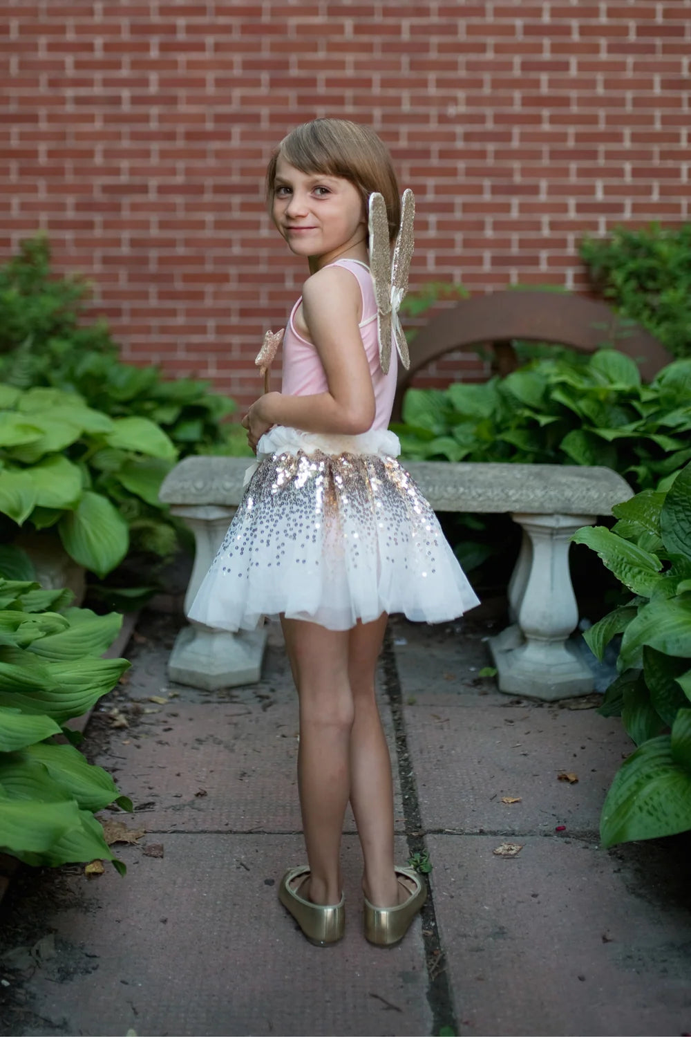 Gracious Gold Sequins Skirt, Wings & Wand Set, Special Moment, For Kids 3+, Size US 5-6