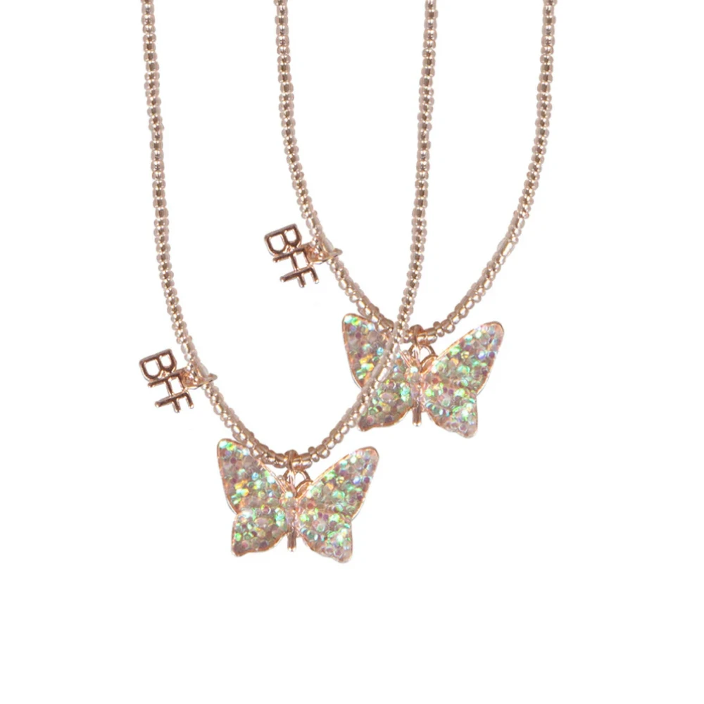 Necklace Set 2 pcs: BFF Butterfly Share & Tear, Pink, Great Pretenders