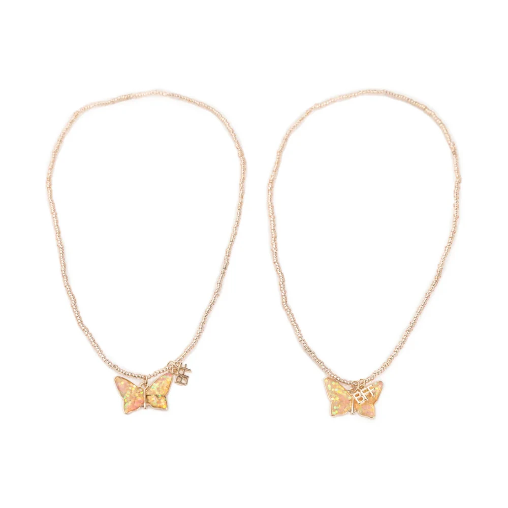 Necklace Set 2 pcs: BFF Butterfly Share & Tear, Pink, Great Pretenders
