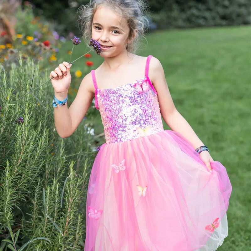 Butterfly Bliss, Carnival Costume Dress, For Kids 4+, Hot Pink Butterfly Design, Size 5-6