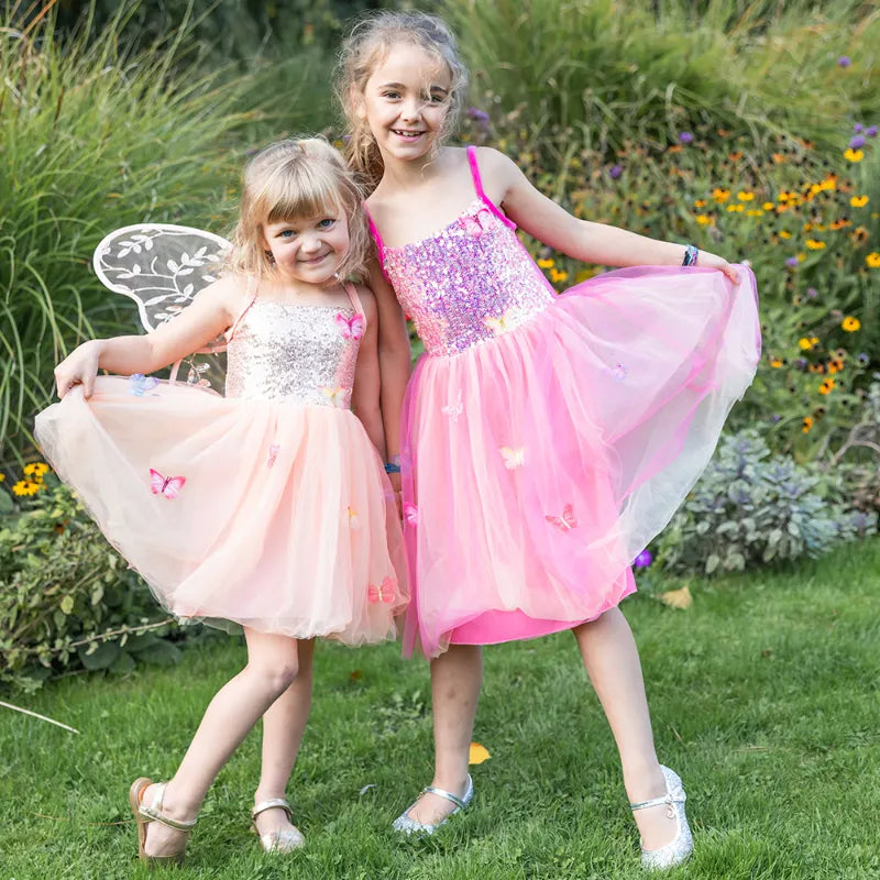 Butterfly Bliss, Carnival Costume Dress, For Kids 4+, Hot Pink Butterfly Design, Size 5-6