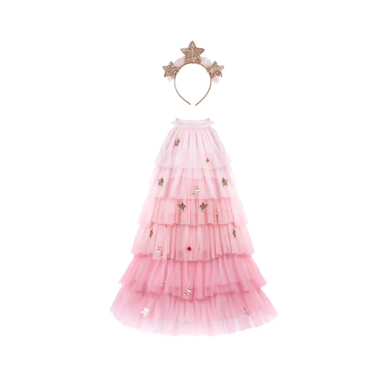 Christmas Tree, Carnival Costume Dress, For Kids 4+, Holiday Design With Headband, Size Us 5-6