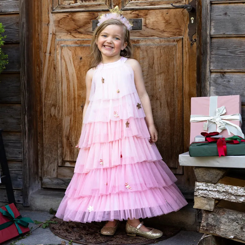 Christmas Tree, Carnival Costume Dress, For Kids 4+, Holiday Design With Headband, Size Us 5-6