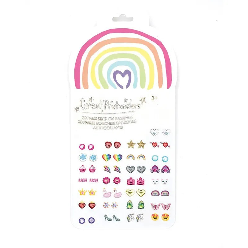 Rainbow Love, Sticker Earrings, For Kids 3+, Set Of 30 Pairs