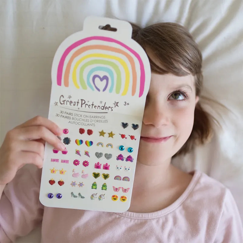 Rainbow Love, Sticker Earrings, For Kids 3+, Set Of 30 Pairs