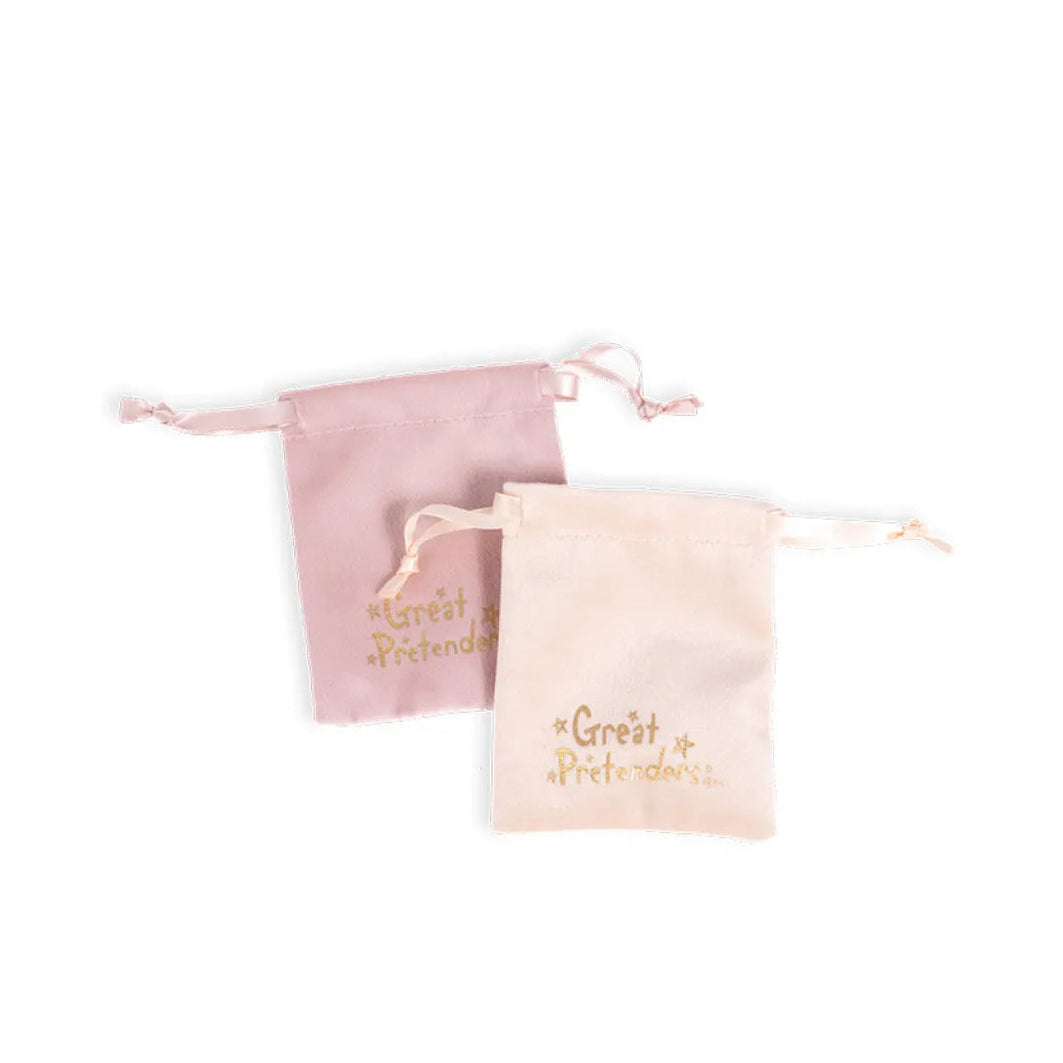 Velvet Drawstring Bag, Pink/Cream (choice of 2 colours), Great Pretenders