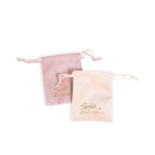 Velvet Drawstring Bag, Pink/Cream (choice of 2 colours), Great Pretenders