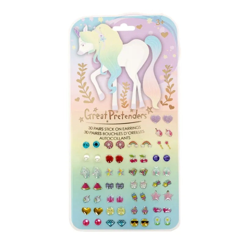Whimsical Unicorn, Sticker Earrings, For Kids 3+, Set Of 30 Pairs